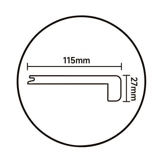 Square-edge stair nosing profile, 2400 × 115 × 27 mm